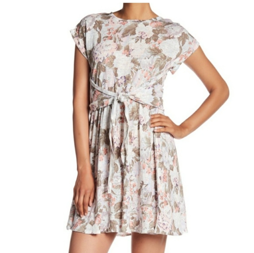 Rebecca Taylor Floral Linen Tie Front Dress Size Medium